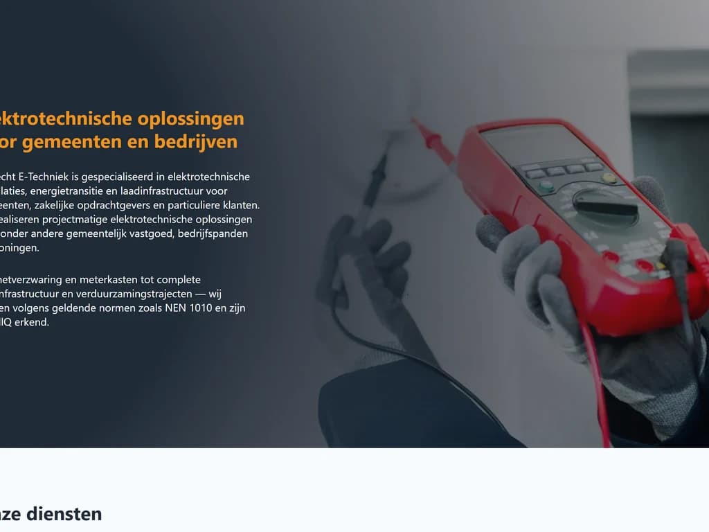 Midsectie van de homepage met expertise en vertrouwenssignalen