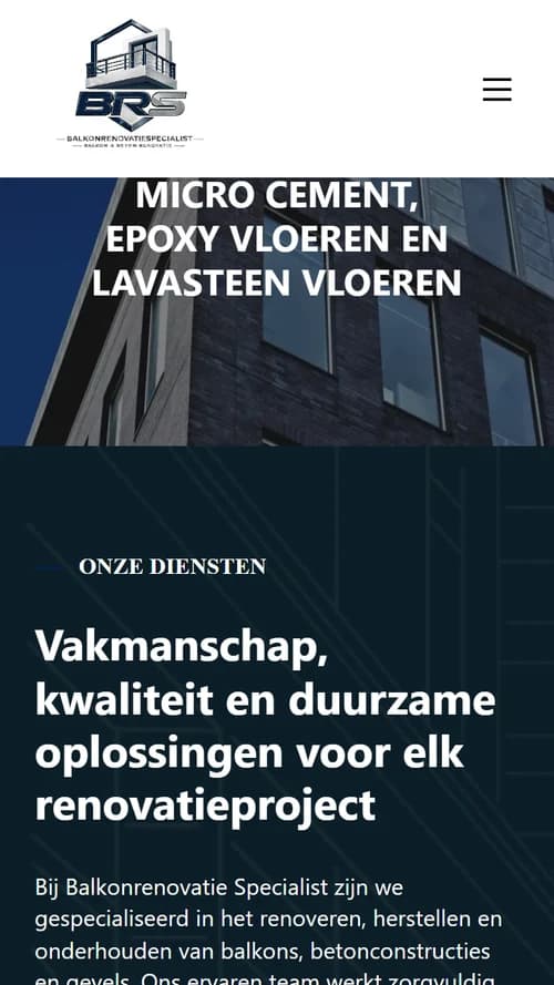 Mobiele weergave van de dienstenpagina