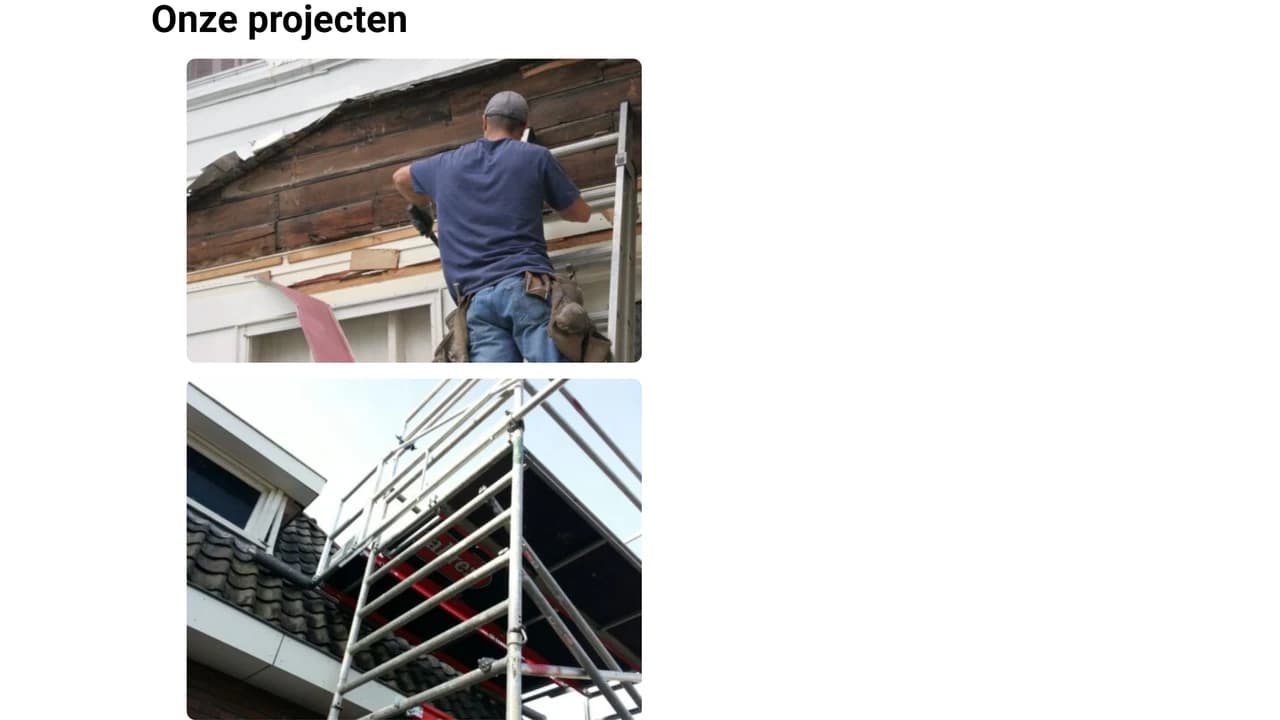 Projectenpagina met voorbeelden van bouw- en renovatieprojecten