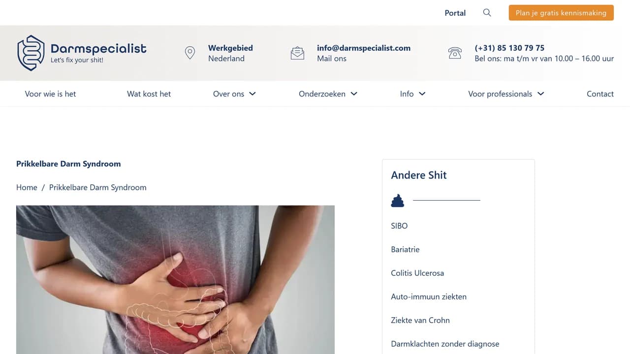 Inhoudelijke pagina over prikkelbare darm syndroom met overzichtelijke medische informatie