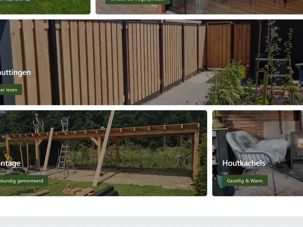 Midsectie van de homepage met inspirerende productbeelden