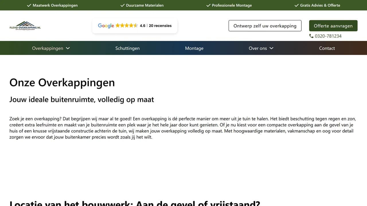 Pagina over maatwerk overkappingen