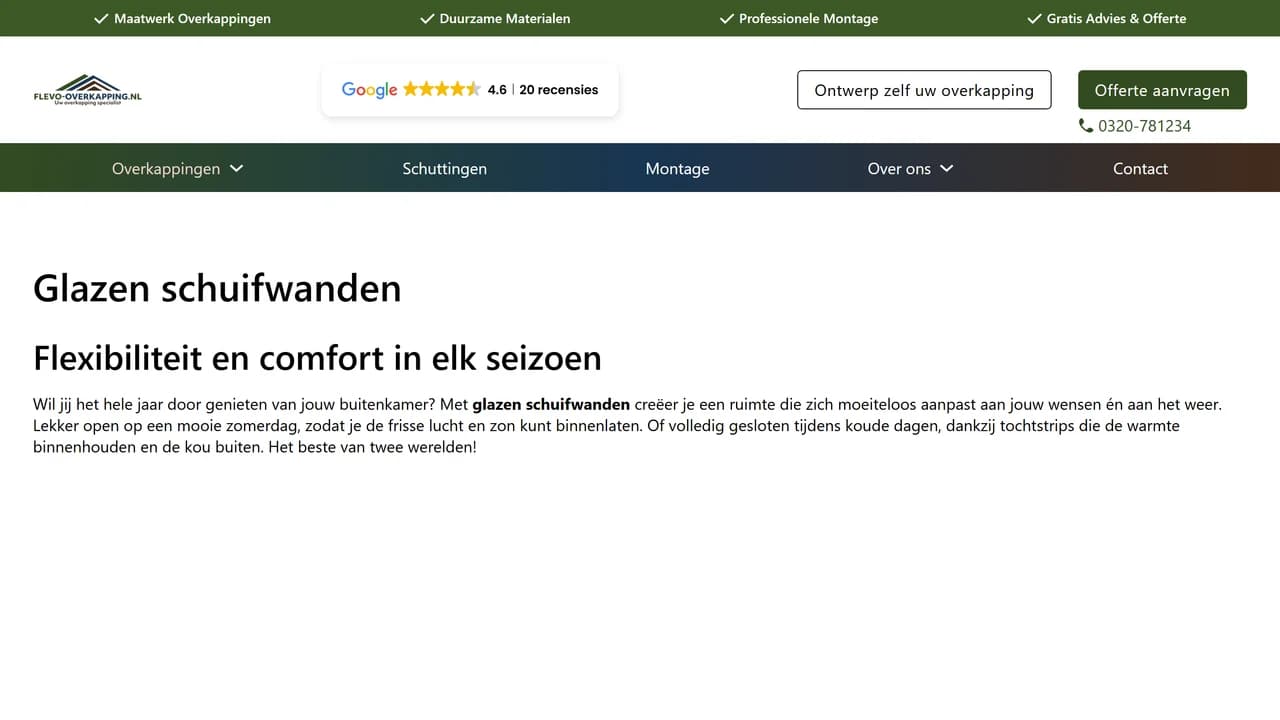 Pagina over glazen wanden en buitenleven-oplossingen